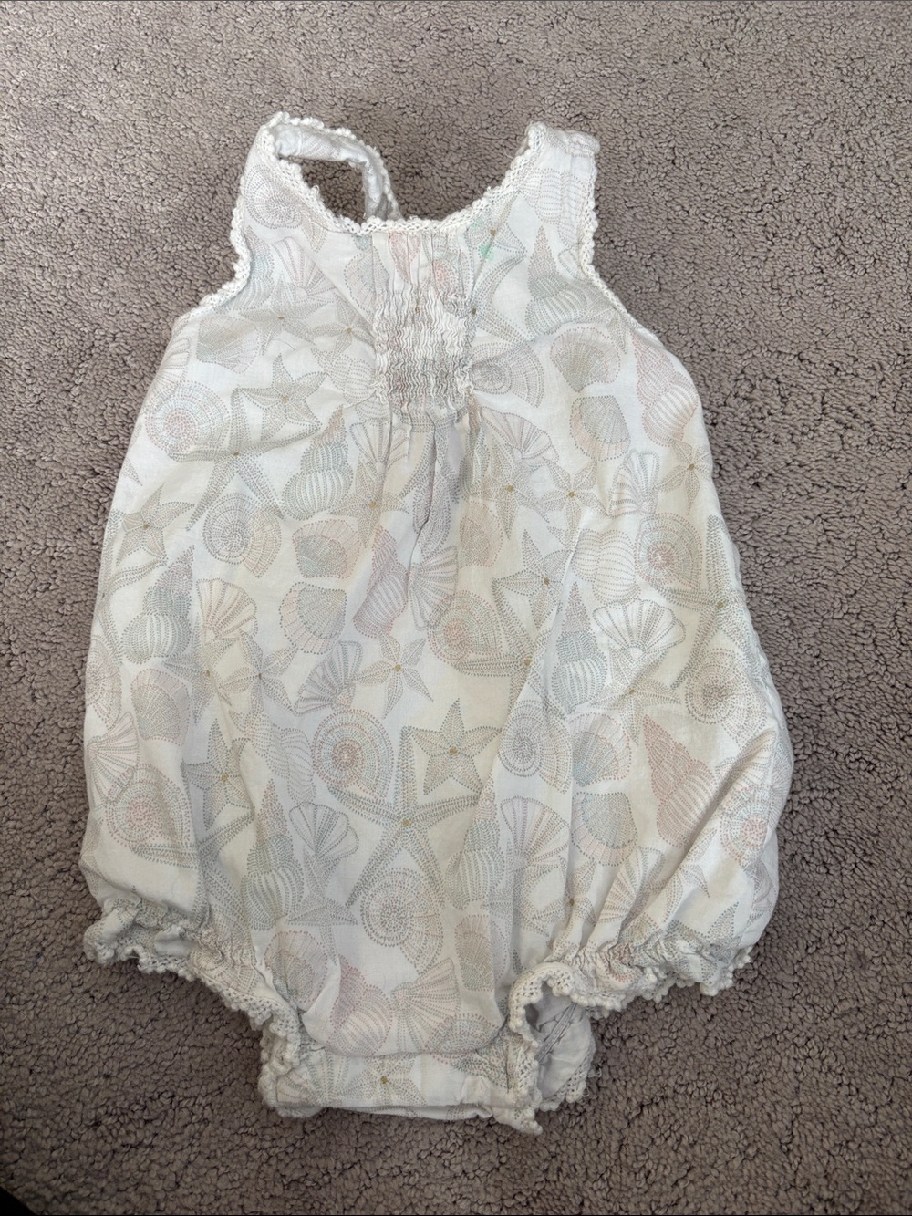 Tommy Bahama Girls Seashell Bubble One-Piece - Cream, Pale Blue, Soft Pink